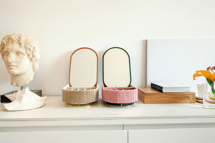 Ava Mirror Jewelry Box - Cappuccino