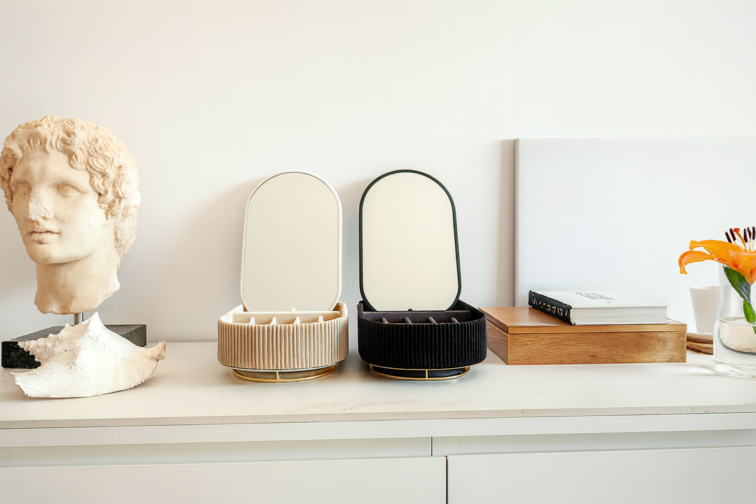 Ava Mirror Jewelry Box - Noir