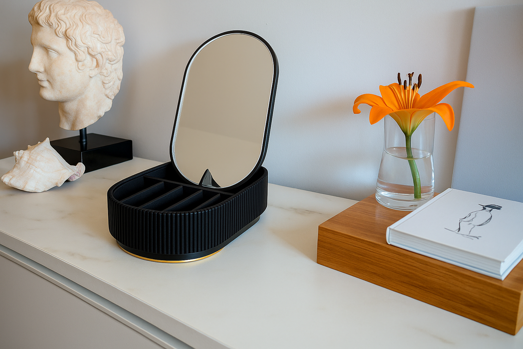 Ava Mirror Jewelry Box - Noir