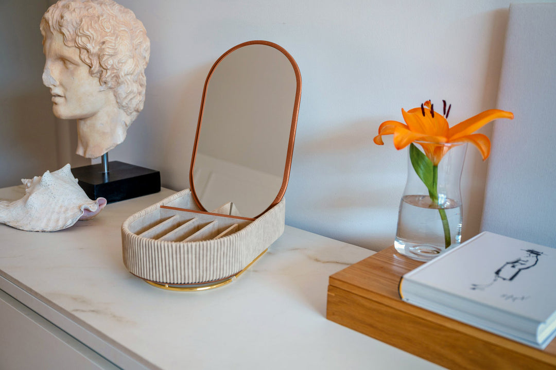 Ava Mirror Jewelry Box - Cappuccino