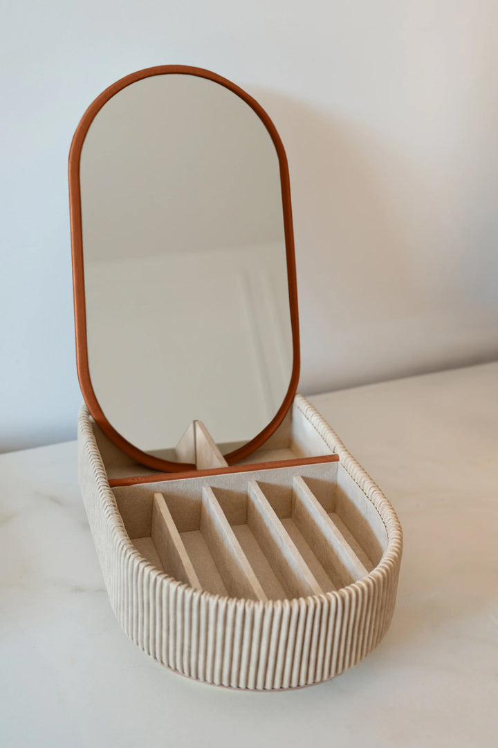 Ava Mirror Jewelry Box - Cappuccino